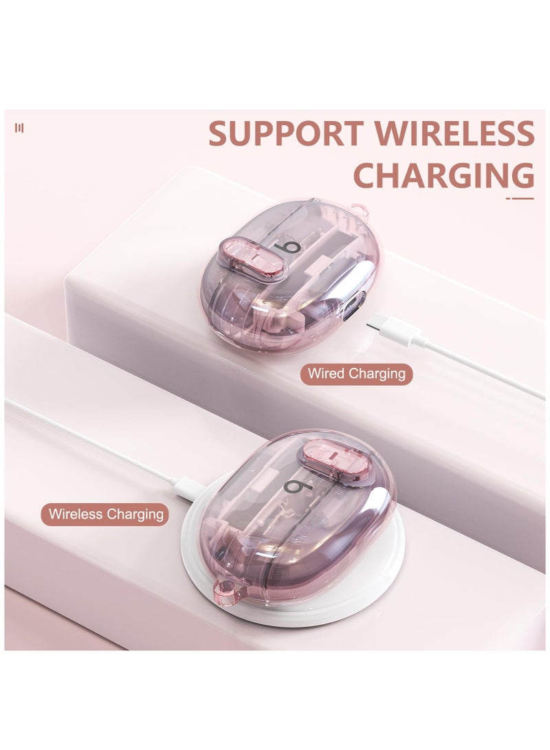 SOLARAE Clear Case for New Beats Studio Buds + (2023) And Beats Studio Buds (2021), Secure Lock Beats Studio Buds Plus Case Cover, Shockproof Wireless Earbuds Protective Cover with Cleaning kit/Keychain, Pink - Image 5