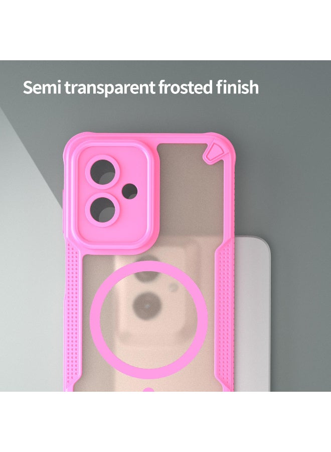Cover For Moto G55 5G Armor Glaze MagSafe Magnetic Phone Case Raised edges around the screen and camera lens help prevent scratches - Pink - Image 5