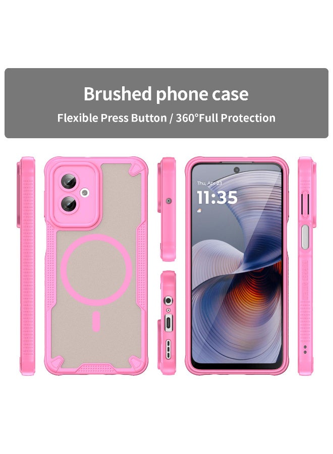 Cover For Moto G55 5G Armor Glaze MagSafe Magnetic Phone Case Raised edges around the screen and camera lens help prevent scratches - Pink - Image 2