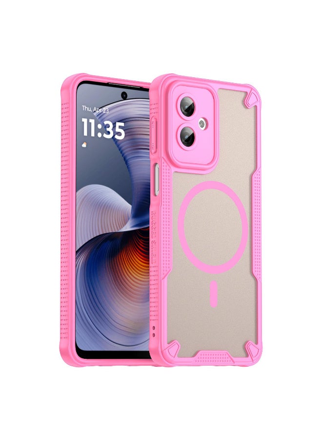 Cover For Moto G55 5G Armor Glaze MagSafe Magnetic Phone Case Raised edges around the screen and camera lens help prevent scratches - Pink - Image 1