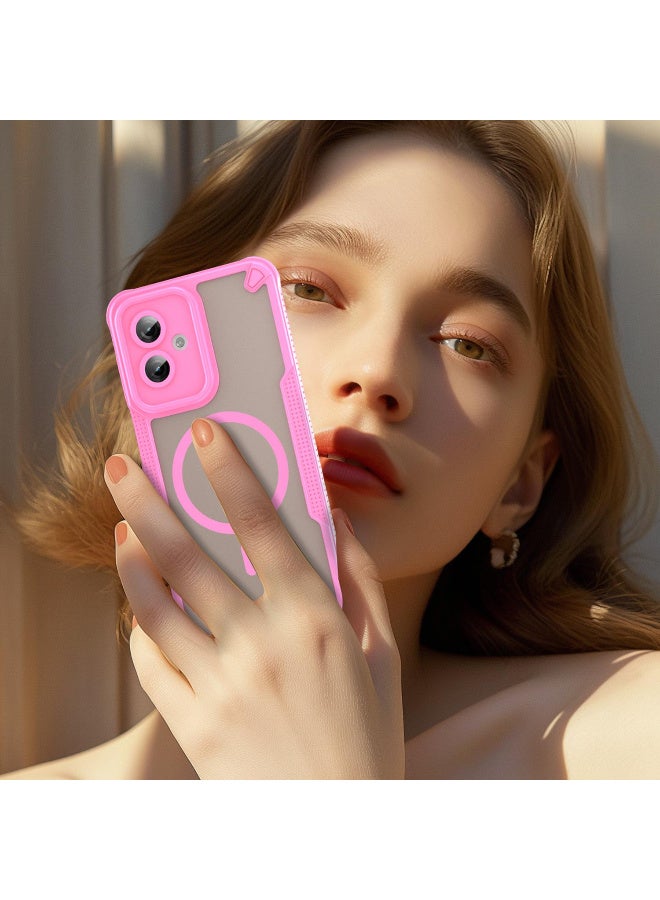 Cover For Moto G55 5G Armor Glaze MagSafe Magnetic Phone Case Raised edges around the screen and camera lens help prevent scratches - Pink - Image 3