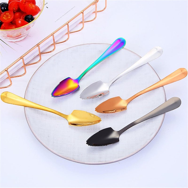 Qintreesify Stainless Steel Grapefruit Spoon For Citrus Fruit Watermelon Dessert Spoon Serrated Edge Ice Cream Dessert Kitchen Coffee Flatware - Image 5