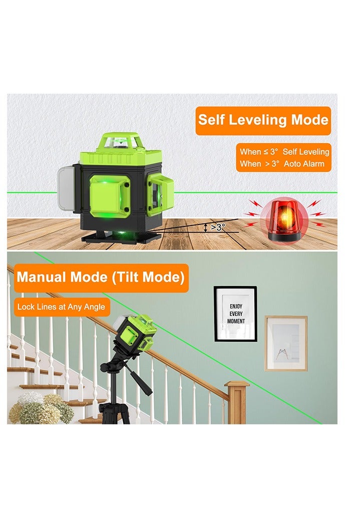WAMIT Laser Level 360 Self Leveling, 16 Lines Green Beam Laser Level, 4x360 4D Cross Line Lazer Level for Construction with Remote Control, Anti-fall Box, Multiple Stands, Rechargeable Batteries - Image 4