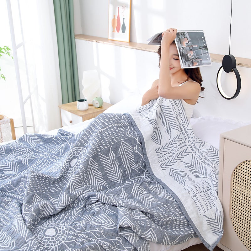 Class A Three-Layer Gauze Pure Cotton Towel Quilt Summer Blanket Towel Blanket Office Nap Blanket Air Conditioning Cover Blanket Bed Cover - Image 2