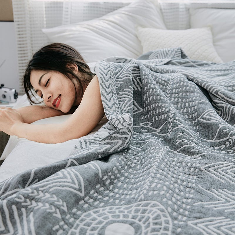 Class A Three-Layer Gauze Pure Cotton Towel Quilt Summer Blanket Towel Blanket Office Nap Blanket Air Conditioning Cover Blanket Bed Cover - Image 4