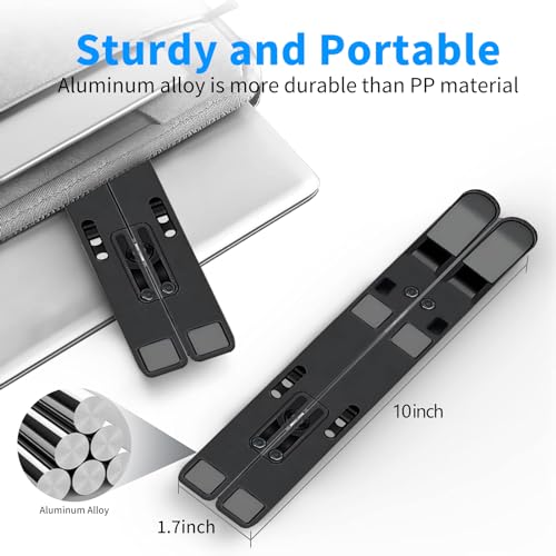 Leeboom Laptop Stand for Desk, Ergonomic Design Adjustable Aluminum Foldable Portable Computer Stand, Compatible with MacBook Air Pro, HP, Lenovo, Dell, More 10-15.6”Inch and Tablets (Black) - Image 3