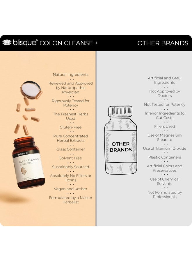 Blisque - Natural Colon Cleanse Supplement for Detox, Constipation Relief, Stool Softener, and Digestive Health | with Aged Cascara Sagrada Bark | 90 Capsules | Vegan and Non-GMO - Image 5