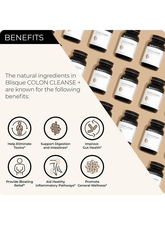 Blisque - Natural Colon Cleanse Supplement for Detox, Constipation Relief, Stool Softener, and Digestive Health | with Aged Cascara Sagrada Bark | 90 Capsules | Vegan and Non-GMO - Image 2