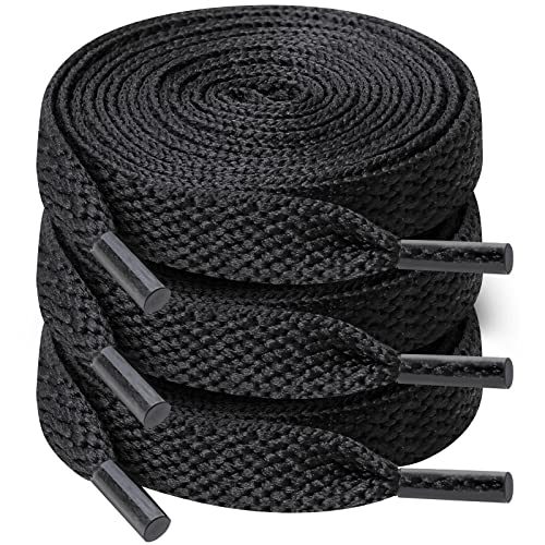 UpUGo 3 Pair Flat Shoe laces, 5/16" Wide Shoelaces for Athletic Running Sneakers Shoes Boot Strings - Image 1