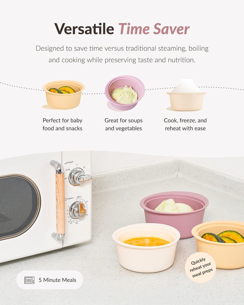MOYUUM Silicone Microwave Steamer | Made in Korea, Baby Food Maker Bowl with Lid, Egg and Vegetable Steam Cooker, Japanese Donabe Inspired Cooking Pot, Dishwasher Safe (Small, Mustard) - Image 4