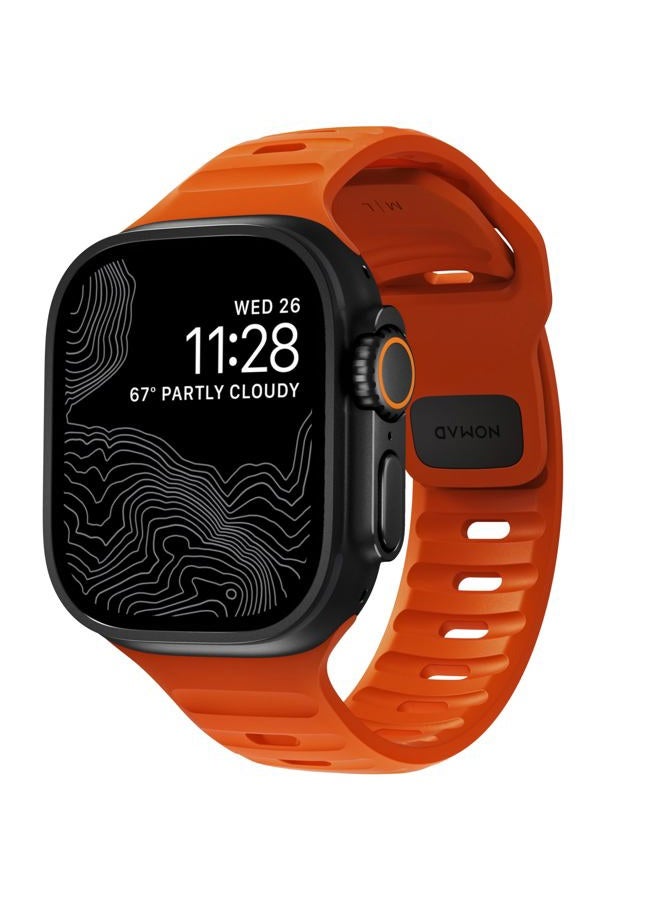 NOMAD سوار رياضي V2 | للجنسين، سوار ساعة رياضي | مطاط فلور، أسود، 22 مم، 42/44/45/49 مم، مقاوم للماء، برتقالي فائق، 42/44/45/49 مم، فريد - Image 1