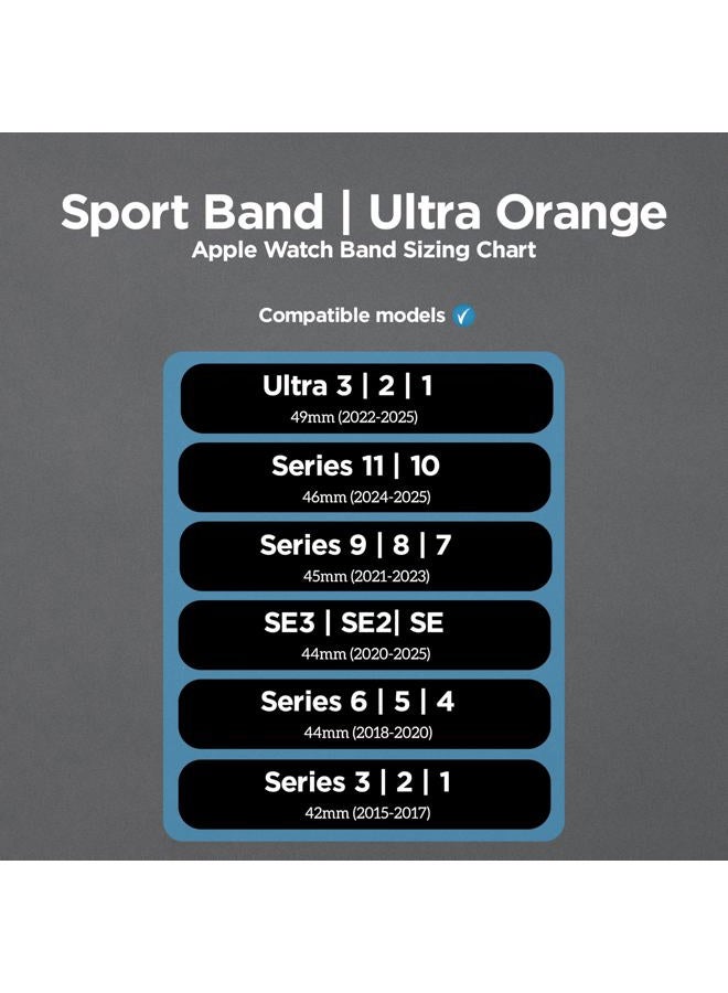 NOMAD سوار رياضي V2 | للجنسين، سوار ساعة رياضي | مطاط فلور، أسود، 22 مم، 42/44/45/49 مم، مقاوم للماء، برتقالي فائق، 42/44/45/49 مم، فريد - Image 5