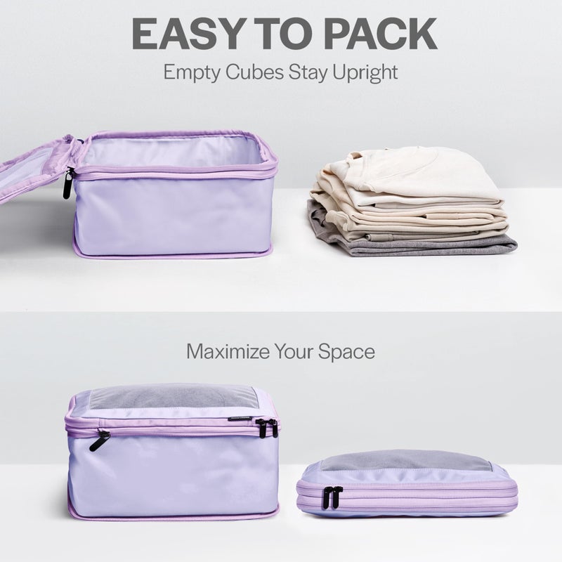 Aerotrunk Compression Packing Cubes for Travel - Luggage Organizer Bags - Double Zipper Packing Cubes for Suitcases (4-Pack, Purple) - Image 5
