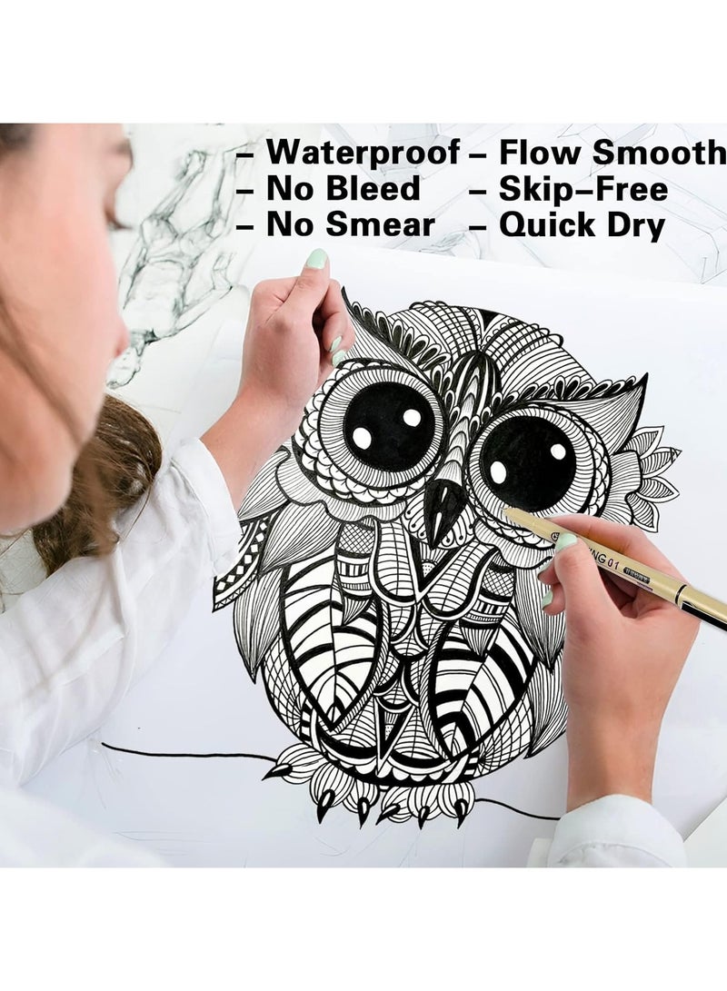 NIIMBOT 16 Black Drawing Pens Fine Line Waterproof Ink Set Artist Supplies Archival Inking Markers Liner Professional Sketch Outline Anime Sketching Watercolor Zentangle Stuff - Image 3