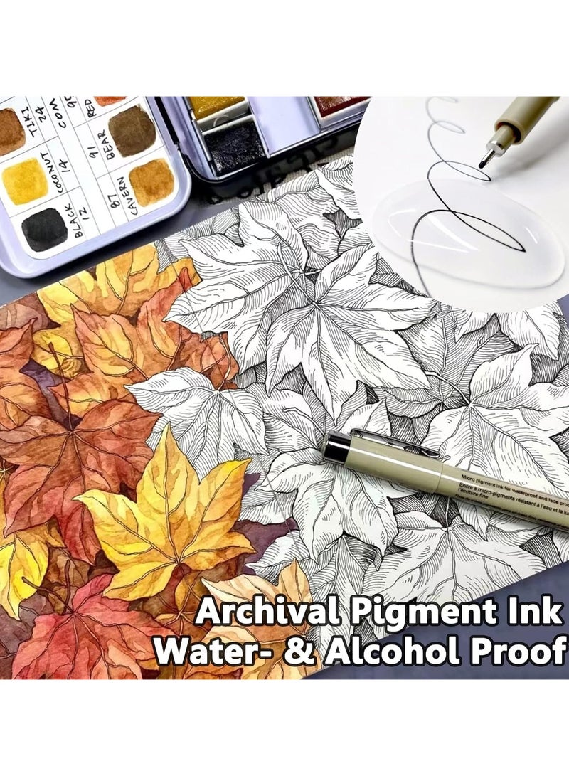 NIIMBOT 16 Black Drawing Pens Fine Line Waterproof Ink Set Artist Supplies Archival Inking Markers Liner Professional Sketch Outline Anime Sketching Watercolor Zentangle Stuff - Image 4