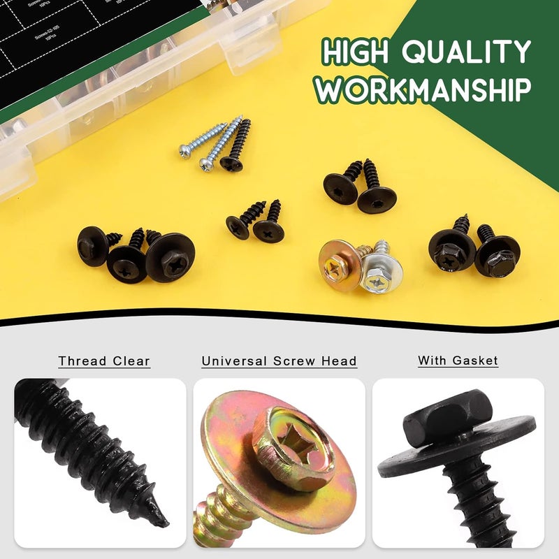 Keadic 160Pcs Metal Car Self Tapping Screw Bolt Assortment Kit - Image 4