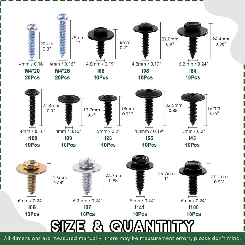 Keadic 160Pcs Metal Car Self Tapping Screw Bolt Assortment Kit - Image 2