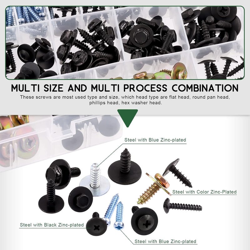 Keadic 160Pcs Metal Car Self Tapping Screw Bolt Assortment Kit - Image 3