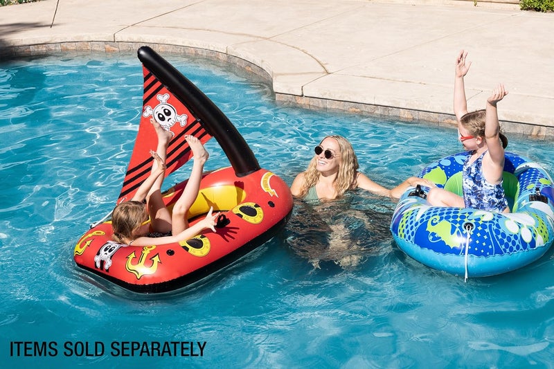 Poolmaster Pirate Boat Inflatable Swimming Pool Float with Skull and Crossbones Design - Image 5