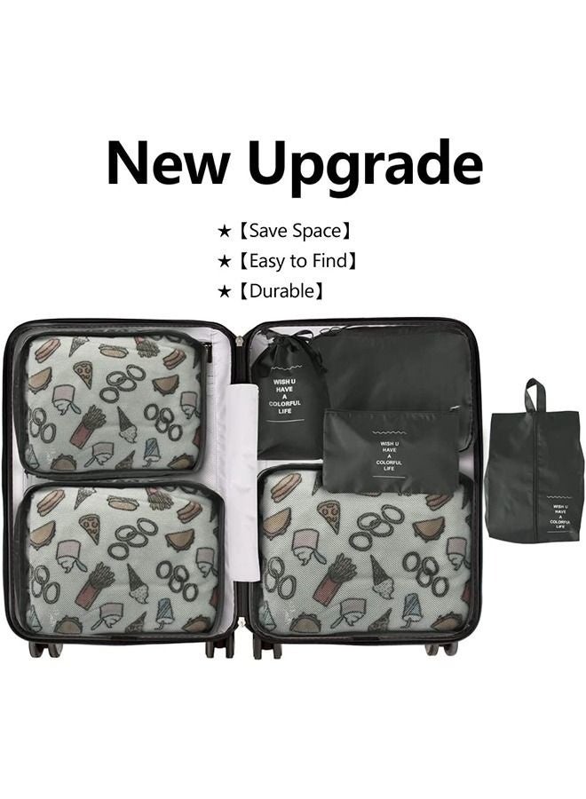 يلا جوي مجموعة من 7 منظمات تعبئة للسفر لتوفير المساحة، مكعبات تعبئة، منظمات أمتعة يسهل العثور عليها، إكسسوارات سفر متينة، منظمات أمتعة مصنوعة من قماش نايلون أسود مطور - Image 2