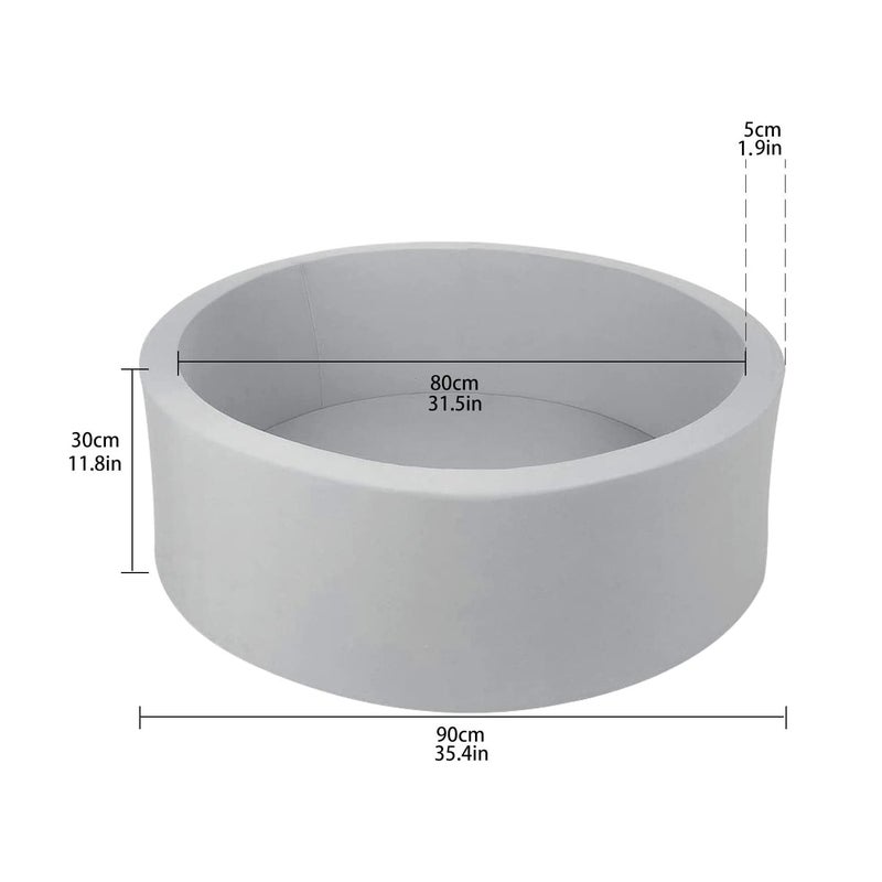 TRENDBOX Foam Ball Pit, 36" x 12" Indoor Outdoor Soft Round Ball Pool Playpen Ideal Gift Toy for Babies Kids and Toddler Children (No Balls) - Light Gray - Image 3