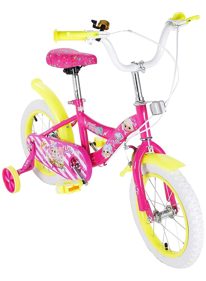 L.O.L. SURPRISE! Lol Bicycle 14" Fuchsia & Green For Kids With Training Wheels - Image 1
