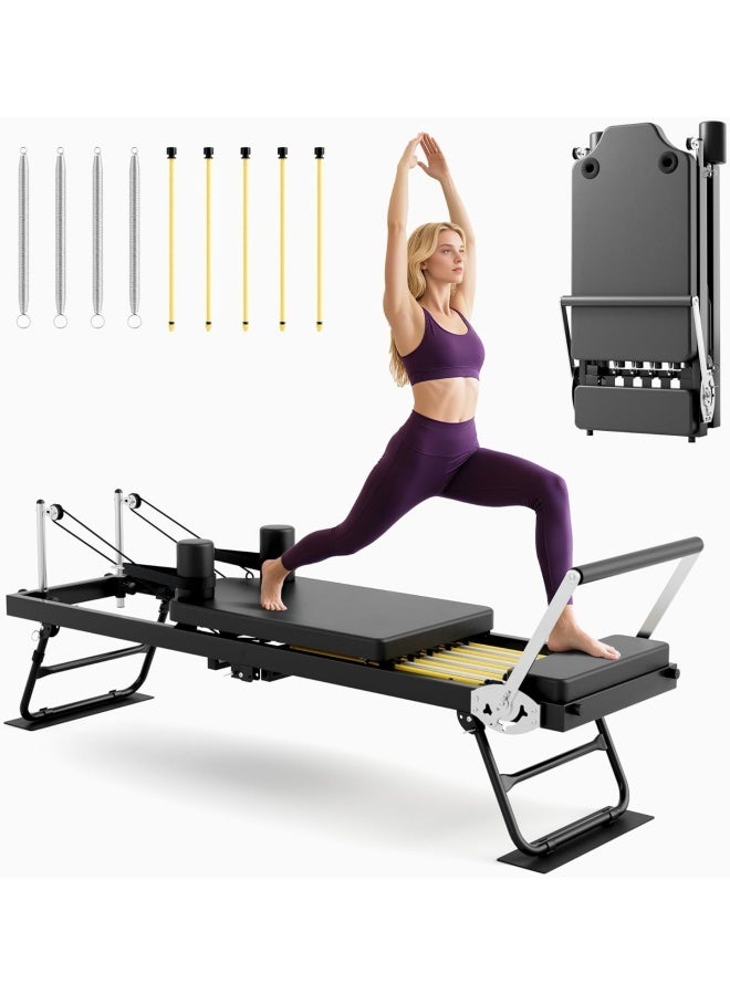 WAKYME Pilates Reformer Foldable Pilates Machine & Equipment for Home Use and Gym Workout Suitable for Advanced and Beginners Users Up to 250 lbs Weight Capacity - Image 1