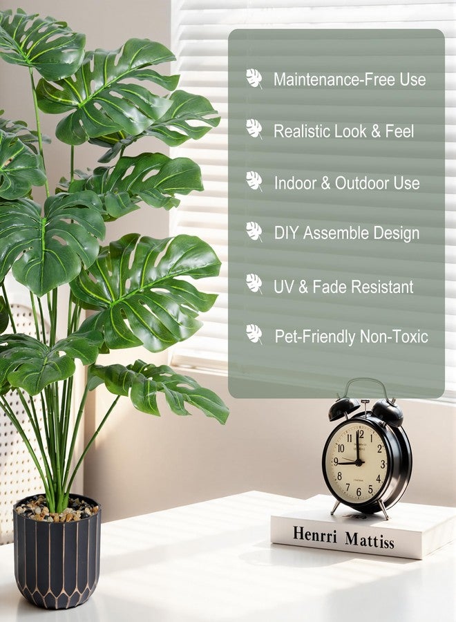 florisso 28" Artificial Monstera Plant Tall Fake Faux Plants Indoor Outdoor Tree for Living Room Home House Decoration - Image 2