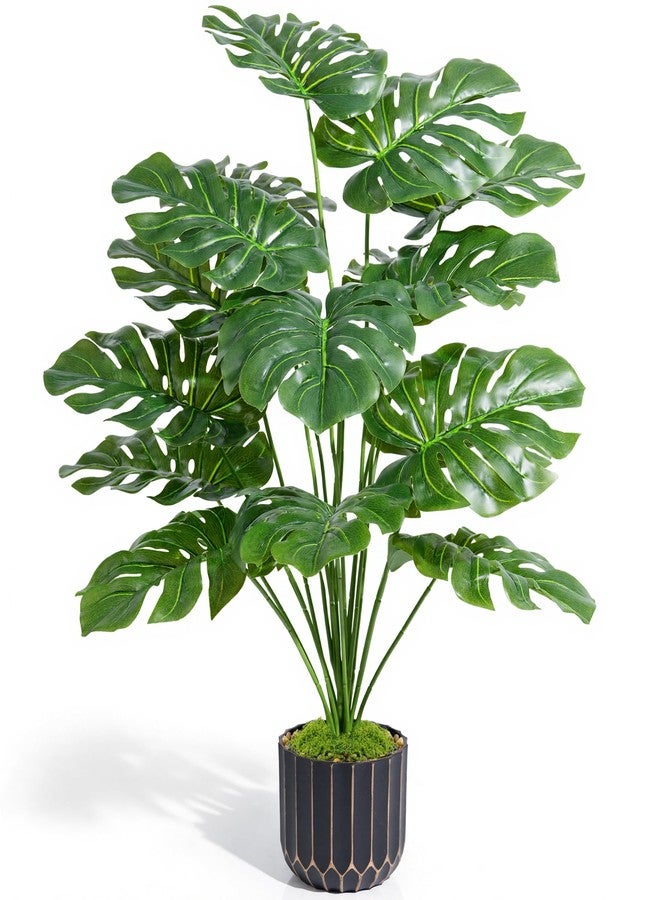 florisso 28" Artificial Monstera Plant Tall Fake Faux Plants Indoor Outdoor Tree for Living Room Home House Decoration - Image 1