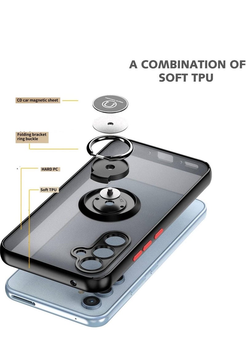 Raxoom Shockproof Galaxy A54 5G Case with Metal Ring Kickstand â€“ Magnetic Car Mount Holder & Matte Hard Back Bumper Cover (Black/Grey) - Image 3