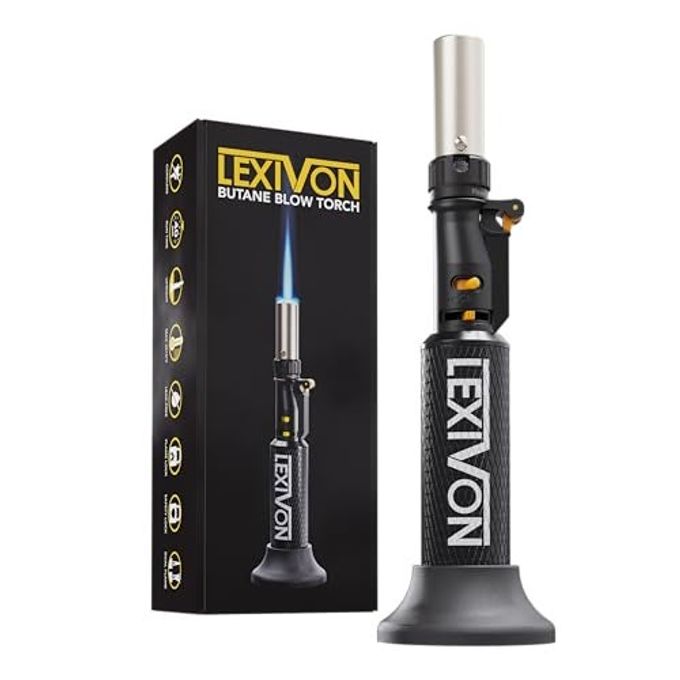 LEXIVON Butane Blow Torch, Refillable Upright Lighter with Adjustable Flame and Pro-Grade Aluminum Tank | Ideal for Soldering and Kitchen Tasks (LX-760)