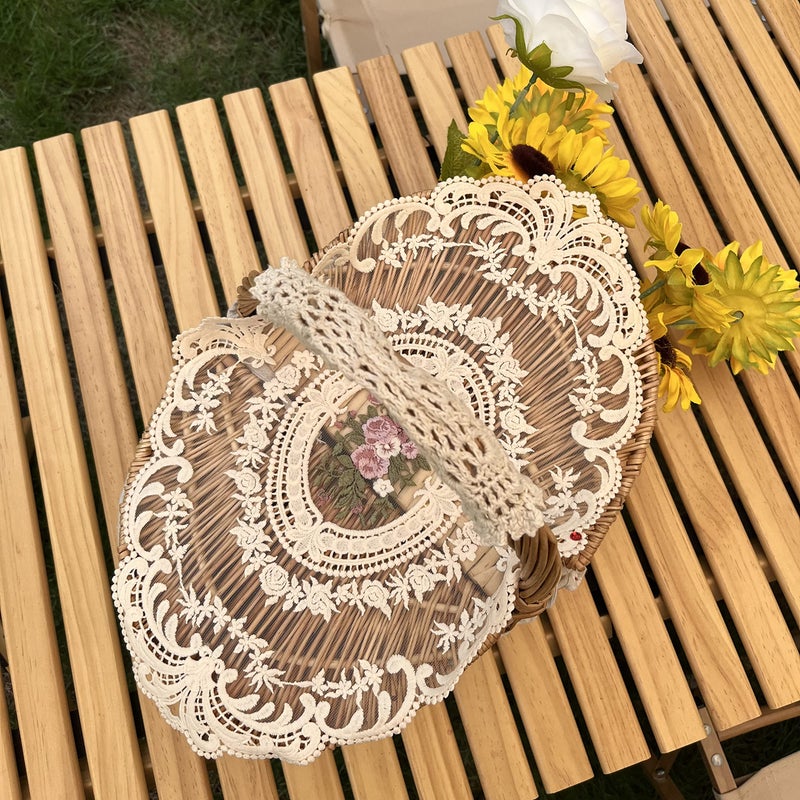 VIRFONOR 2PACK Retro French Style Lace Placemats Fashionable Embroidered Cup Mat vase mat 12 x16  (Beige) - Image 5
