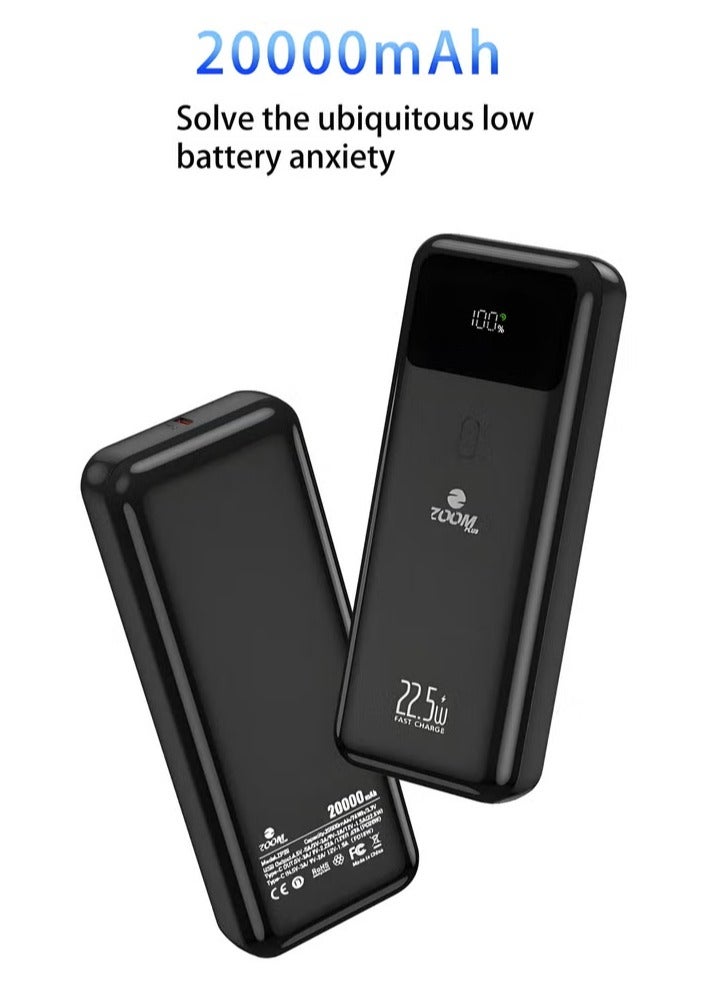 ZOOM ZP-20 20000mAh 22.5W External Battery with Super Fast Charging, Single Input, Single Output, Maximo Battery Kit, Black - Image 1