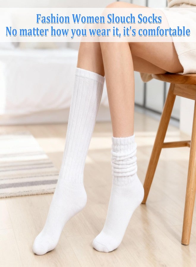 IANFAN 12 Pairs Slouch Socks for Women, Soft White Scrunch Socks Retro Long Crew Sock for Women Boot Daily Wear Stacked Accessory Size 9-11 - Image 5