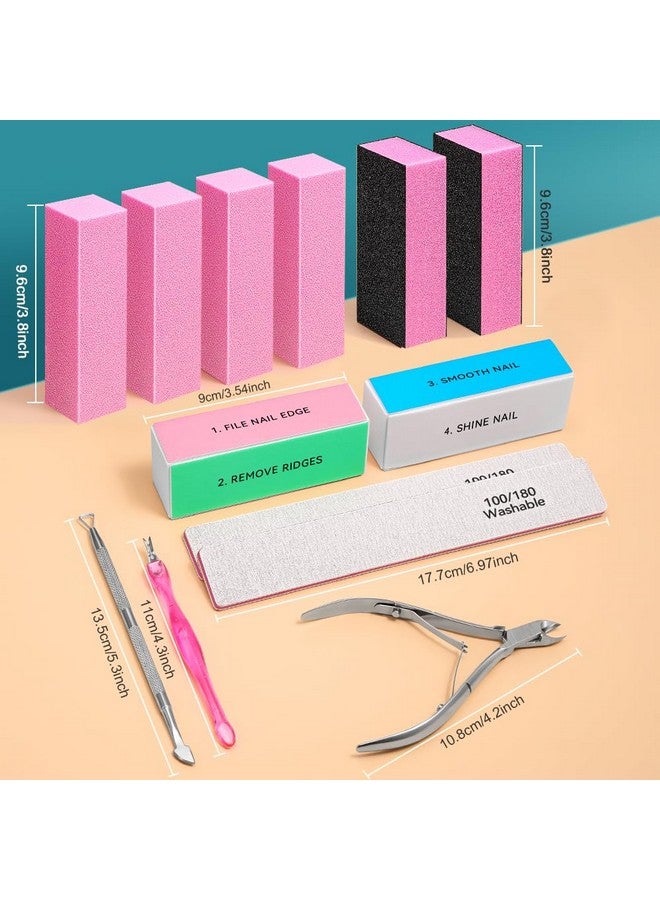 TsMADDTs Nail Files and Buffers 13 PCS Nail Buffer Block Nail Kit with Buffers, 3-Way Sanding Block, 4-Way Nail Buffers, Buffer Nail File 100/180, Cuticle Nippers & Cuticle Pusher - Image 2