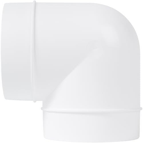 Vent Systems 90 Degree 4" Inch Elbow Duct Pipe Connector - Round Flexible, Rigid PVC Pipe, Duct, Tube Ventilation System Adapter - ABS Plastic HVAC Duct Fittings, Dryer Duct Connection, Ducting Joint - Image 1