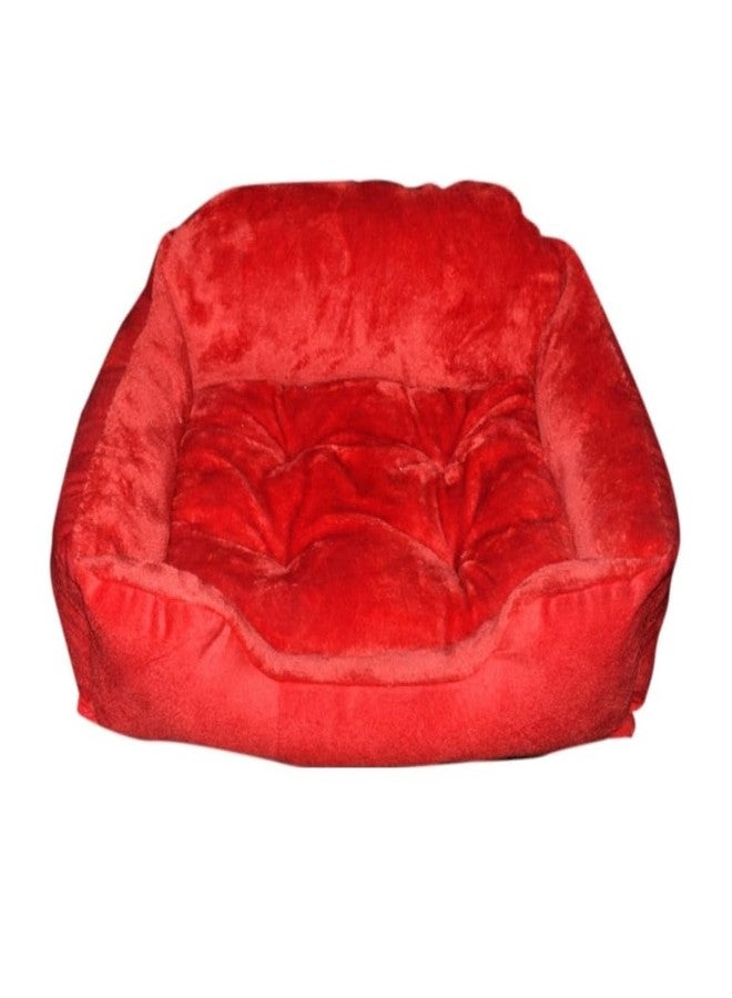 Polyester Pet Bed Dog and Cat Gaddi Soft and Cozy Pet Pillow for All Seasons for Indoor and Outdoor Use for Puppy Rabbit Persian Cat Durable and Washable Bed (Red, S) - Image 1
