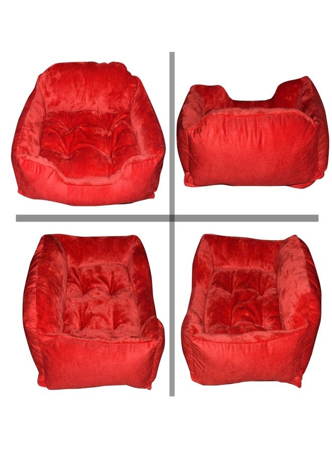 Polyester Pet Bed Dog and Cat Gaddi Soft and Cozy Pet Pillow for All Seasons for Indoor and Outdoor Use for Puppy Rabbit Persian Cat Durable and Washable Bed (Red, S) - Image 3