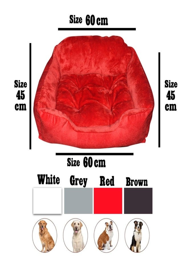 Polyester Pet Bed Dog and Cat Gaddi Soft and Cozy Pet Pillow for All Seasons for Indoor and Outdoor Use for Puppy Rabbit Persian Cat Durable and Washable Bed (Red, S) - Image 2