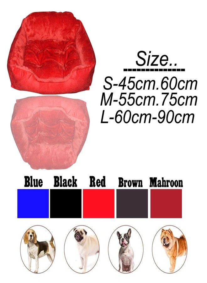 Polyester Pet Bed Dog and Cat Gaddi Soft and Cozy Pet Pillow for All Seasons for Indoor and Outdoor Use for Puppy Rabbit Persian Cat Durable and Washable Bed (Red, S) - Image 4