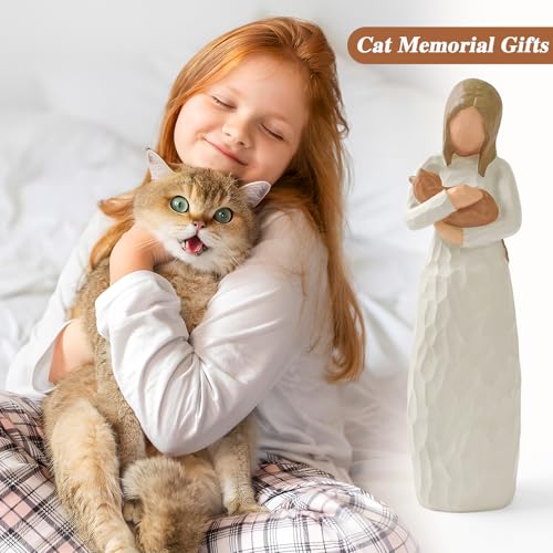 Cuayaes Cat Memorial Gifts, Orange Cat Figurines Loss of Cat Sympathy Gift for Cat Mom, Friendship Guardian Angel Statue Cat Remembrance Gifts for Women Cat Lovers - Image 2