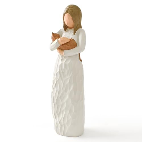 Cuayaes Cat Memorial Gifts, Orange Cat Figurines Loss of Cat Sympathy Gift for Cat Mom, Friendship Guardian Angel Statue Cat Remembrance Gifts for Women Cat Lovers - Image 1