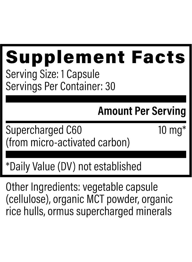 Global Healing Center Supercharged C60 - Micro-Activated Carbon Fullerene w/Organic MCT Powder, 10 Times More Powerful Than Regular C60 Supplements - Helps Detoxification, Aging (30 Capsules) - Image 2