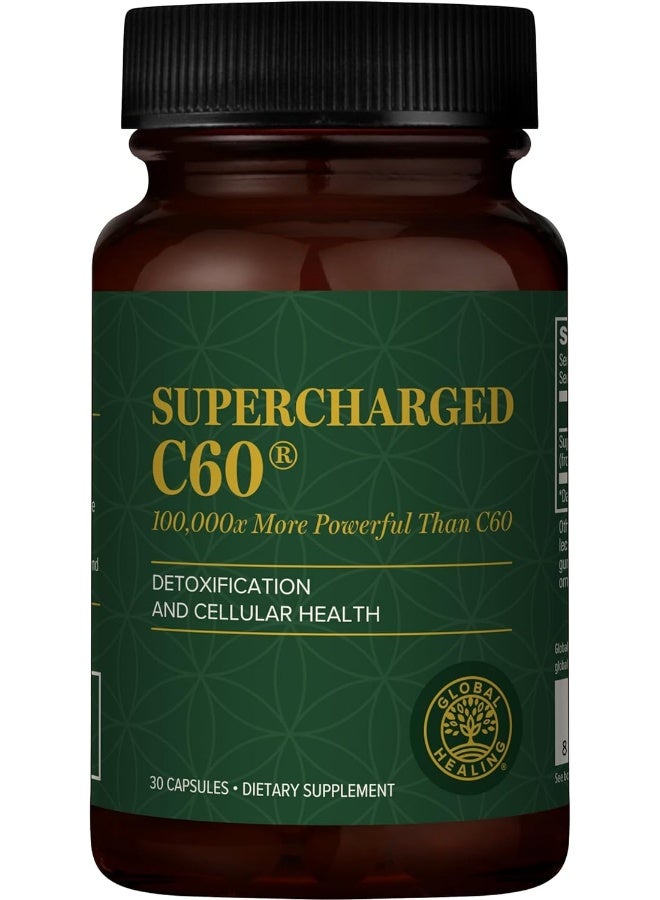 Global Healing Center Supercharged C60 - Micro-Activated Carbon Fullerene w/Organic MCT Powder, 10 Times More Powerful Than Regular C60 Supplements - Helps Detoxification, Aging (30 Capsules) - Image 1