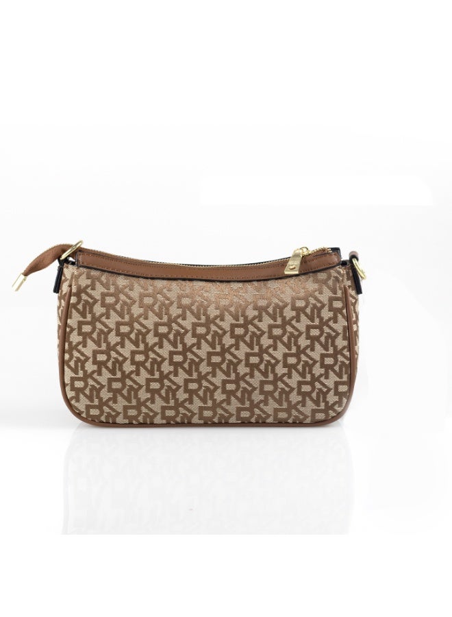 Donna Karan 2026 New Style Ready Stock Women Vintage  Baguette Shoulder Bag Monogram Pattern Inspired PU Leather Chain Spliced  Zipper Closure Ladies Underarm   Purse Daily Office Evening Party Handbag - Image 3