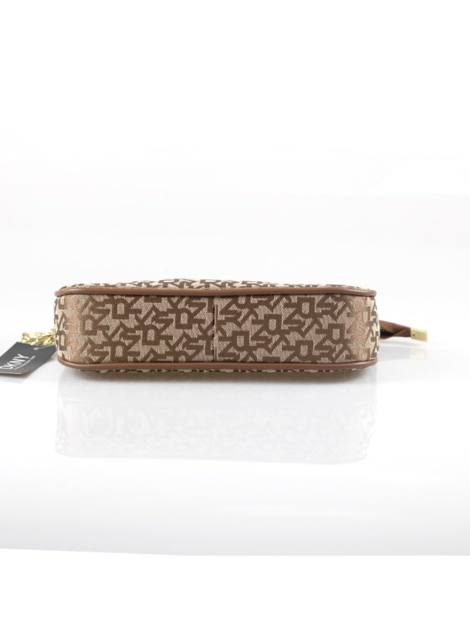 Donna Karan 2026 New Style Ready Stock Women Vintage  Baguette Shoulder Bag Monogram Pattern Inspired PU Leather Chain Spliced  Zipper Closure Ladies Underarm   Purse Daily Office Evening Party Handbag - Image 5