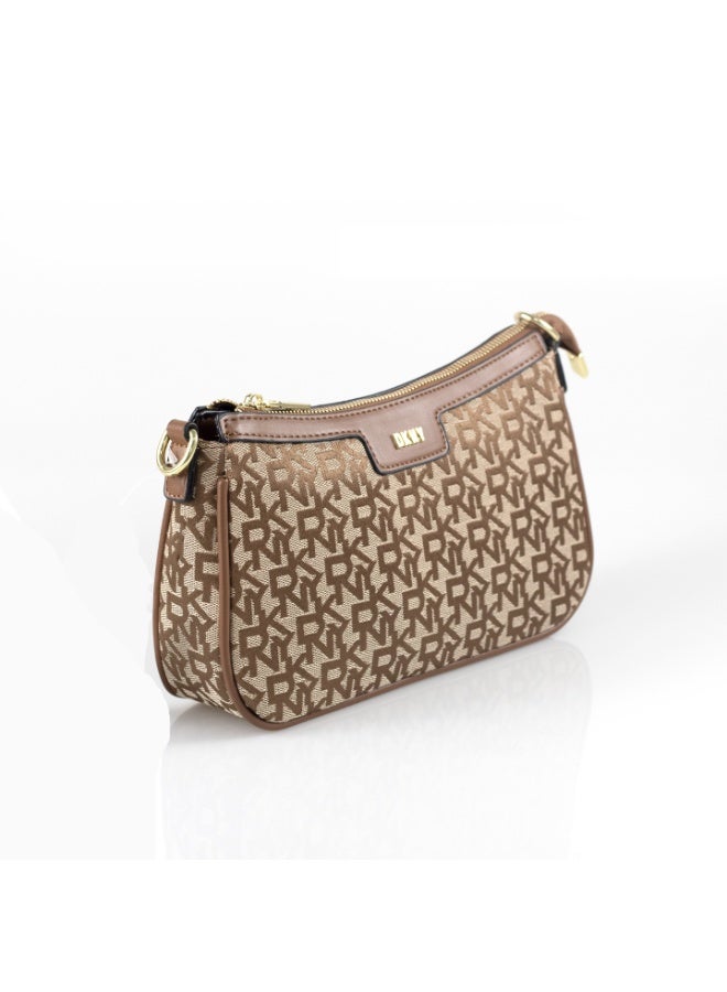 Donna Karan 2026 New Style Ready Stock Women Vintage  Baguette Shoulder Bag Monogram Pattern Inspired PU Leather Chain Spliced  Zipper Closure Ladies Underarm   Purse Daily Office Evening Party Handbag - Image 2