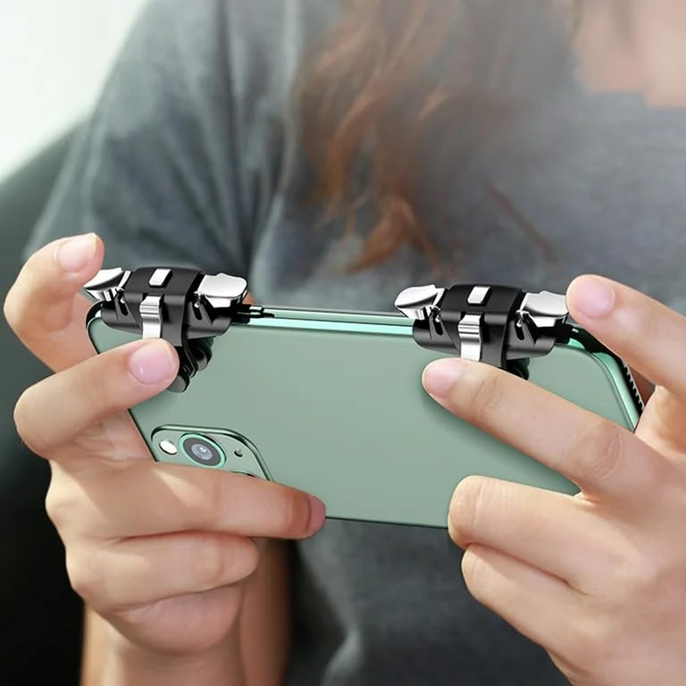 FKU 2025 C10 Key Three-way Metal Shooting Alloy Game Controller With (1 Pair) FINGER SLEEVE Six Finger Handle Trigger Aim Button L1R1 L2R2 Shooter Gamepad for PUBG/Fornite/Knives Out/Call of Duty - Image 2