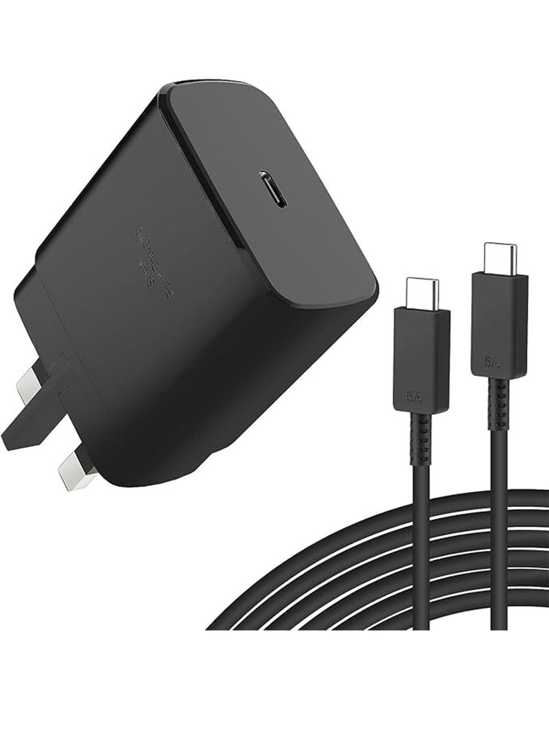 POWER LIFE 45W Super Fast Charger For Samsung Type C Plug with USB C Cable, Wall Charger Plug Adaptor and Cable Compatible With Samsung Galaxy S24 Ultra/S24 Plus/S23 FE/S24/S22/S21 S20,A54 A25 A15 A05S A53 A34 A23 5G,Z Fold 4 5/Z Filp,Tab S7 S8 S9 Black  - Image 1