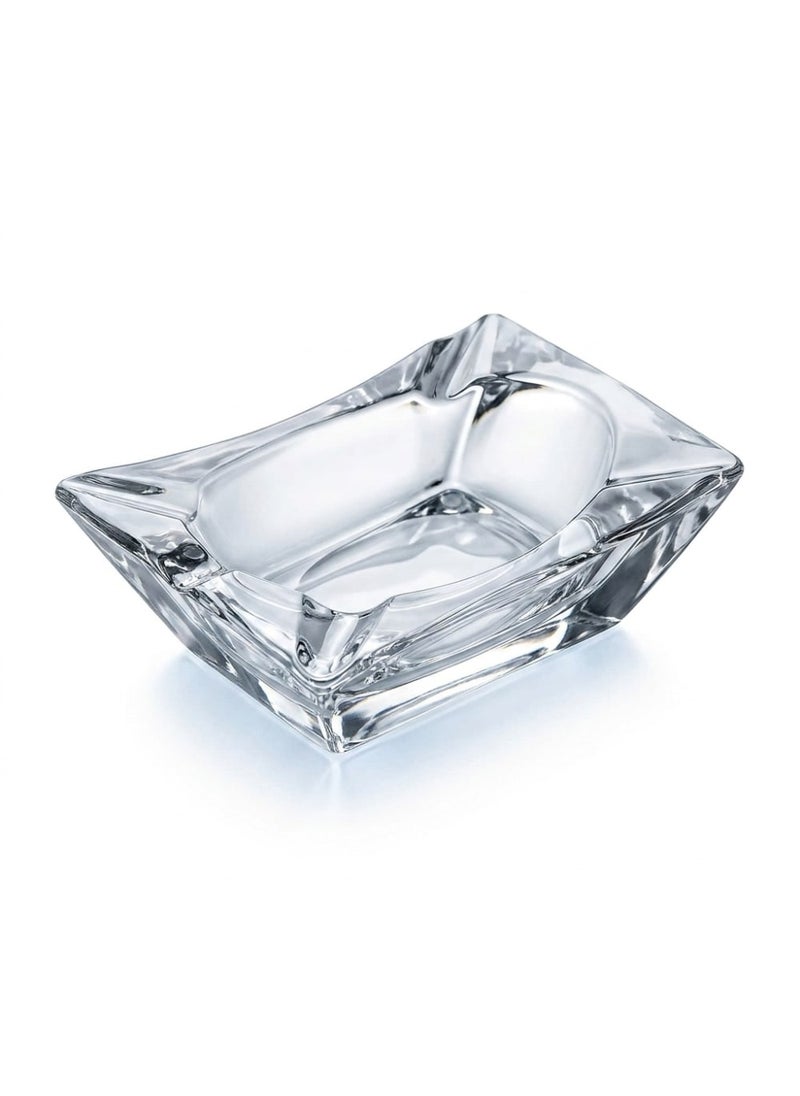 Blinkmax Crystal Glass Ashtray, Geometric Design with Cigarette Rests, Stable Base, for Home and Office - Transparent - 19.6x11.2x5.2 cm - Image 2